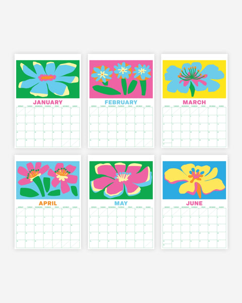 2025 Bloom Calendar, 12 Month Wall Hanging Calendar, A4 Calendar, Abstract Floral Calendar, Colourful Planner